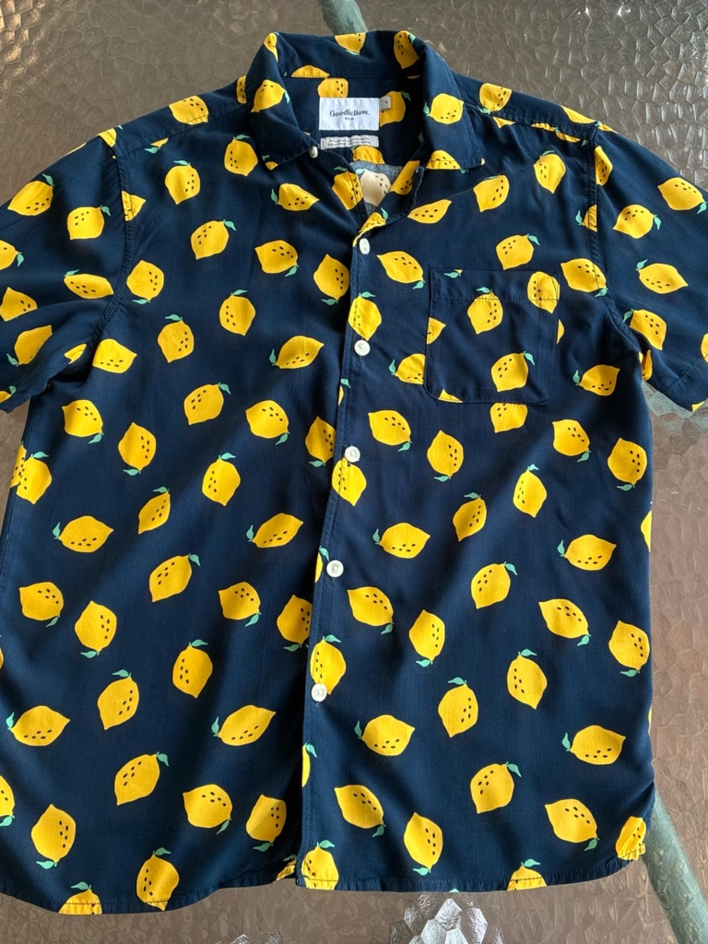 Goodfellow & Co Navy Shirt with Yellow Lemon Print